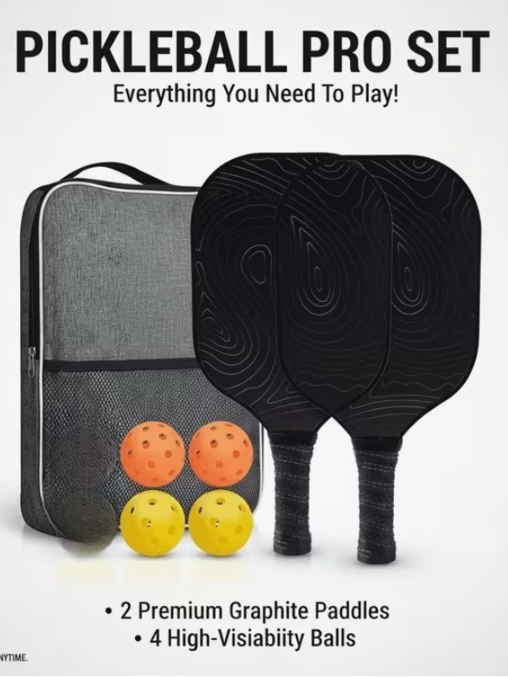 Premium Pickleball Paddle Set with Carry Case and High-Visibility Balls - Black